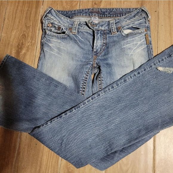 Ladies Silver Boot Cut Jeans - Picture 2 of 8